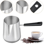 Set of 2 Milk Warmer Pot, 11.83 oz/30.43 oz Turkish Coffee Pot, Stainless Steel Butter Warmer with Pouring Spout, Butter Warmer Pot for Making Coffee, Butter, Milk and Chocolate