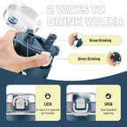 MUKOKO 32 oz Glass Tumbler with Straw,Glass Water Bottles with Time Marker,Iced Coffee Cup with Silicone Sleeve,Motivational Drinking Bottles,Leakproof-Blue