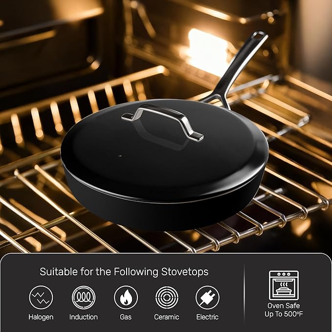 Gotham Steel Modern 11 Pc Ceramic Cookware Set, Elegantly Designed Pots and Pans Set Non Stick with Steamer, Induction Bottom, Premium Stay Cool Handles, Non Toxic PFOA Free, Oven & Dishwasher Safe