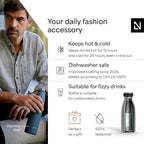 LARS NYSØM Stainless Steel Insulated Water Bottle 12oz 17oz 25oz 34oz 51oz | Insulated Thermo Flask for Hot and Cold Beverages | Leakproof Drinking Bottle (Stainless Steel, 11.9oz)