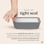 Ceramic Coated Glass Food Storage Container | No PTFE, PFOA, PFAS, and BPA | Reusable Non Toxic Meal Prep Container with Glass Lid | Easy To Store | 6 Cup Rectangle [Smoke]