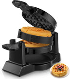 Waffle Maker, 1400W Double Belgian Waffle Iron 180° Flip, 8 Slices in 3 Mins, Rotating & Nonstick Plates, Anti-Scald, Removable Drip Tray Easy to Clean, Cool Touch Handle, Space-Saving Storage(Black)