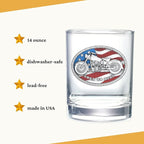 Heritage Pewter Motorcycle Double Old Fashion | Double Rocks Glass 14 OZ for Liquor | Expertly Crafted Pewter Glass