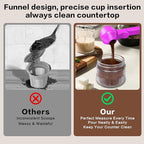 2-in-1 Coffee Scoop with Funnel, 2 Teaspoon Measuring Spoon for Reusable K Cups, Ground Coffee, Protein Powder & Tea, Mess-Free Plastic Design (Rose Red)