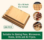 200pcs Unbleached Parchment Paper Sheets, 12x16In Precut Cooking Paper Liners for Baking Sheets, Air Fryer, Microwave, Grilling, Oven, Non-Stick,Non-Toxic, Oil Proof, Food Grade