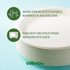 Caboo Disposable Bamboo Paper Plates, 125 Pack of 10 Inch Sturdy Biodegradable Plates, Compostable Plate, Microwave Safe Party Plate, Eco Friendly Alternative to Plastic