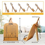 Cookbook Stand for Kitchen Counter, Bamboo Cookbook Holder, Foldable Cook Book Holder, Adjustable Recipe Book Stand, Cook Book Stand with Measurement Conversion Chart