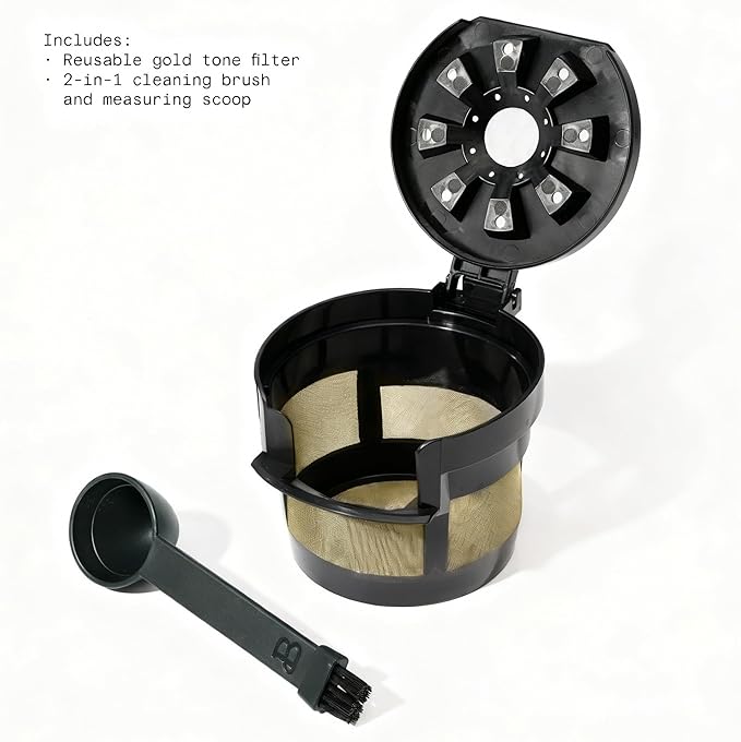 Beautiful Perfect Grind Programmable Single Serve Coffee Maker with Touch Display and Integrated Burr Grinder, Auto Coffee Strength Selection, 64oz Water Reservoir (Hydrangea)