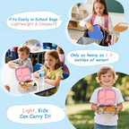 Stainless Steel Bento Box for Kids, Leak-Proof Stainless Steel Lunch Box, 4 Compartments, BPA-Free, Drop-Resistant, with Spoon & Fork, for School & Daycare (Blue Pink Mix)