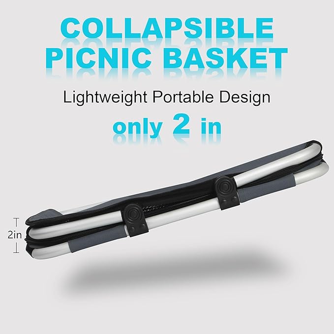 SIYUAN Collapsible Picnic Basket Insulated with Lid 27L Large Capacity Reusable Portable Folding Market Shoping Bag with Handles for Grocery