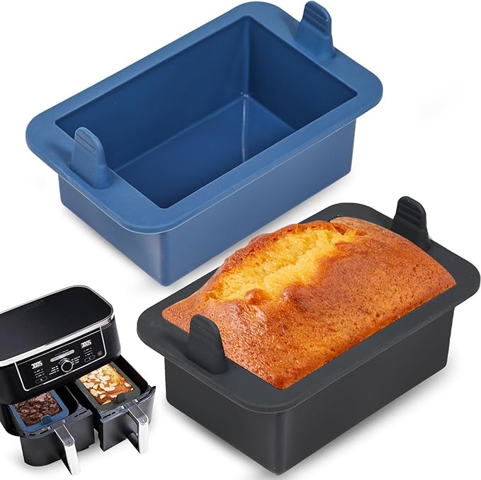 Webake Silicone Air Fryer Bread Loaf Pan for Baking, Nonstick Mini Loaf Pan wih Handle, BPA Free Set of 2
