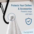 6 S-Shaped Hooks with Anti-Fall System. Anti Drop S-Shaped Hook with Safety Buckle to Prevent Falls. Heavy Duty. (Black, 4in Long (Diameter Rod<1.2in))