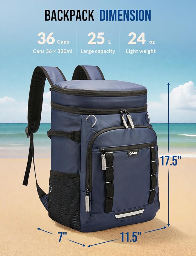 Backpack Cooler Insulated Leak Proof 36/40 Cans Large Capacity Soft Insulated Cooler Bag Lightweight Lunch Backpack for Men Women Work Travel Beach Camping Picnic Hiking - Navy Blue