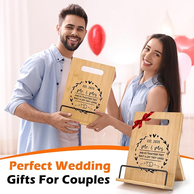 Mr and Mrs Wedding Gifts for Couples 2025, Wedding Gifts for Bride and Groom Cookbook Stand, Gifts for Bridal Shower Engagement Wedding, Mr and Mrs Gifts for Couples Newlyweds Bride to Be
