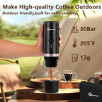Black Fast 3-Minute Portable Espresso Maker - Self-Heating Rich Espresso Anywhere with Included Travel Case Works with Capsules & Ground Coffee - Includes Travel Case Perfect for Travel, Camping