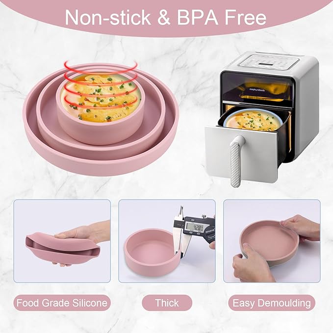 Silicone Microwave Egg Cooker, 3Pcs Different Sizes Microwave Egg Poacher, Reusable Nonstick Air Fryer Egg Maker Mold for Breakfast Sandwiches, Silicone Egg Poaching Cups, Microwave Accessories (Red)