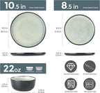 AmorArc Stoneware Dinnerware Sets,Round Reactive Glaze Plates and Bowls Set,Highly Chip and Crack Resistant | Dishwasher & Microwave Safe Dishes Set,Service for 4 (12pc)