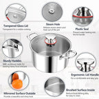 P&P CHEF 6 Quart Tri-Ply Stainless Steel Stock Pot, 6 Qt Stockpot Pasta Cooking Pot with Visible Lid for Soup Vegetable, Induction Cookware for All Stoves, Sturdy & Double Handle, Dishwasher Safe