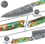 WILDMOK Chef Knife,8 inch Damascus Japanese kitchen knives,VG10 Steel&Resin Handle Chef Knife,Hammered Finish chef's knives,Japanese damascus knife Including Gift Box