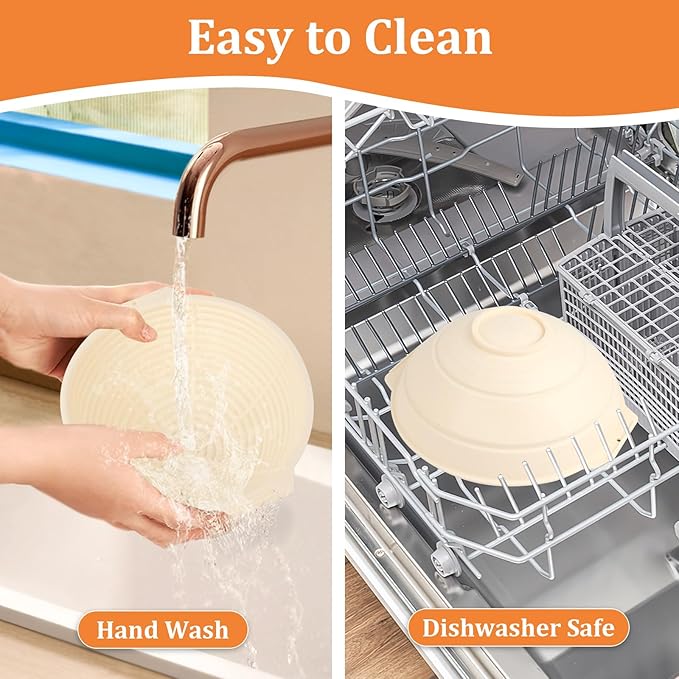 Sourdough Bread Baking Supplies Kit Including 9 inch Round Silicone Banneton Basket, Dough Scraper, Bread Lame, Danish Whisk and Bread Bag;Bread Proofing Basket Set for Home Bakers