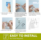 15 Clear Small Wall Hooks with 20 Strips for Hanging, Wire Toggle Hooks for Walls No Damage, Utility Hooks Heavy Duty with Adhesive Strips for Hanging Decorations in Living Spaces, No Tools.