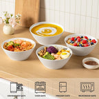 Ceramic Bowls for Kitchen - Set of 6, 30 oz Cereal Bowl Set, Soup Bowls, White Ceramic Bowls for Dessert, Salad, Pasta, Soup etc, Microwave, Dishwasher & Oven Safe