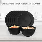 greenandlife 24oz/4PCS Wheat Straw Cereal Bowls, Lightweight Unbreakable Noodle Fruit Soup Rice Bowls Dishwasher Microwave Safe Bowl Sets, Non-toxin, BPA Free, Black