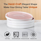 AmorArc Ceramic Plates Set of 6, 8.0 Inch Round Stoneware Salad Plates Use for Dessert, Salad, Appetizer etc,Microwave and Dishwasher Safe, Scratch Resistant Small Deep Dinner Plates-Cloud Pink