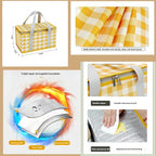 2pcs Insulated Reusable Food Picnic Bag Beach Bags, Beach Bag Cooler Bags with Zippered Top - Insulated Bag for Hot or Cold,Picnic Basket Collapsible, Outdoor Party, Camping,Festivals (B)