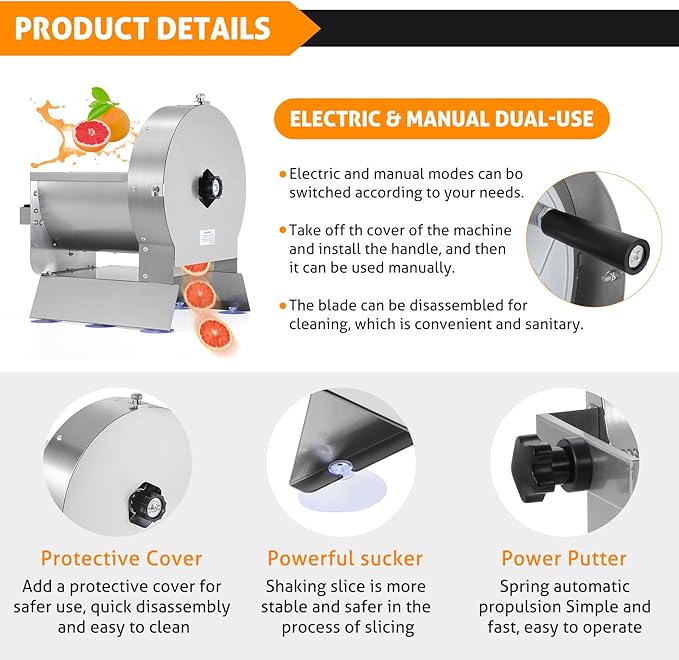 WICHEMI Electric Vegetable Slicer Commercial Fruit Slicer Cabbage Shredder Machine 2 IN 1 Manual Electric Vegetable Slicers Machine Stainless Steel Food Slicing Machines