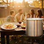 Creole Feast SBK1001 100 Qt Seafood Boiling Kit with Strainer, Outdoor Seafood Boil Pot and Basket with 100,000 BTUs Propane Burner and 10 PSI Regulator, Black & Silver