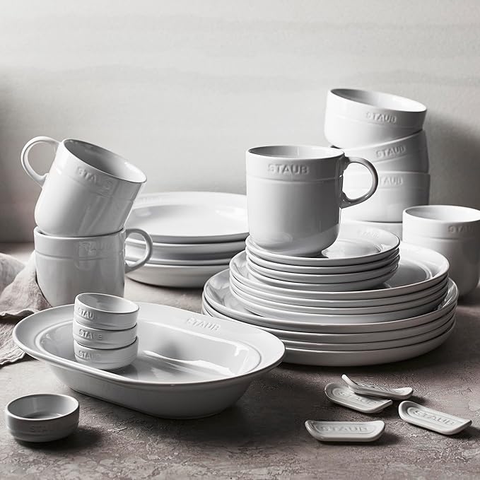 STAUB Ceramic Dinnerware 4-pc Condiment Dish Set - White