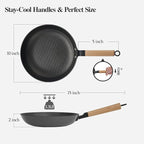 YUTANN Nonstick Frying Pan 10 inch, Ceramic Cast Iron Skillet, Lightweight Pre-seasoned Cast Iron Pan with Detachable Handle, Dishwasher & Oven Safe, Free of PFAS and PFOA
