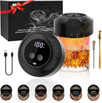 Electric Whiskey Smoker Kit, Cocktail Smoker Kit with LED Display Ambient Light Old Fashioned Smoker Kit with 6 Wood Chips Flameless Drink Smoker Kit Dad Birthday Gift Husband Men for Christmas