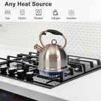Whistling Stovetop Tea Kettle Food Grade Stainless Steel, Hot Water Fast to Boil for Stove Top-3.0Q