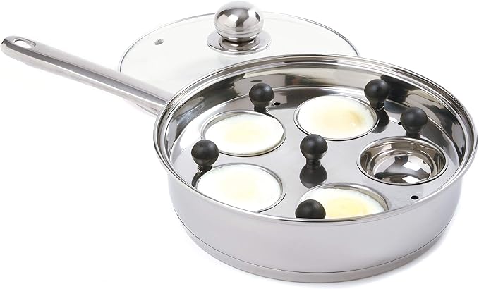 Norpro Stainless Steel Egg Poacher/Skillet Set, 10", Silver, 1 Liters