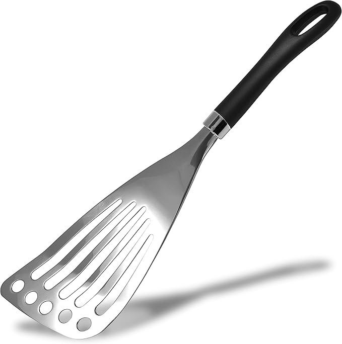 Seki Japan Right Handed Stainless Steel Spatula Wide Thin Slotted Turner Kitchen Utensils