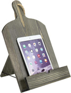 MyGift Recipe Book Holder, Vintage Gray Wood Cutting Board Style Cookbook Holder, Wooden Book Stands for Display