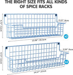 Spice Rack Wall Mount, Wall Spice Organizer for Kitchen Cabinet Door, Pack of 4 Hanging Spice Rack for Wall Saving Kitchen Space, Light Blue