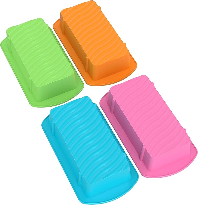 Bakerpan Silicone Mini Loaf Pans for Baking, Mini Cake Pans, 4.5 Inch Baking Pan, Reusable Baking Mold - Set of 4