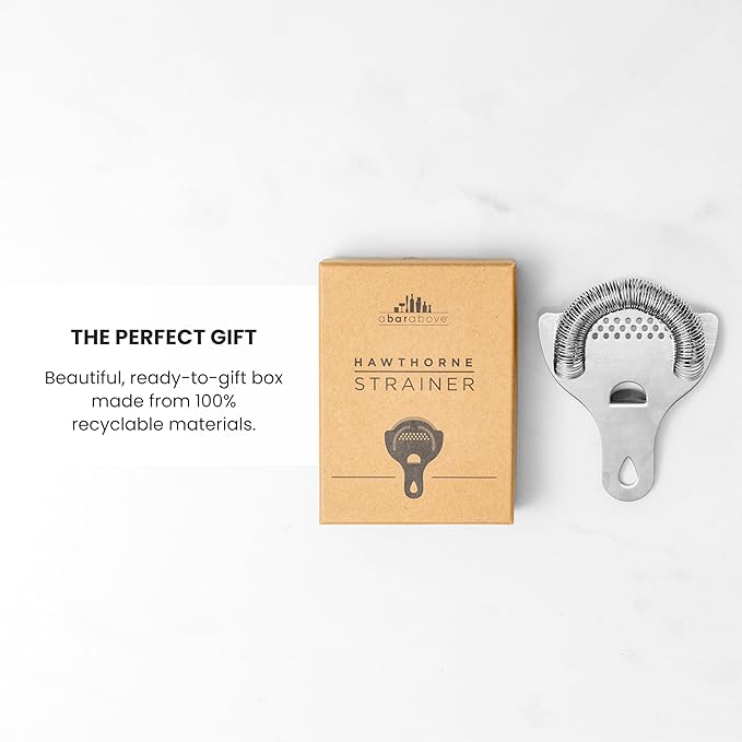 A Bar Above Hawthorne Strainer for Cocktails, Bar Strainer Cocktail, with High-Density Spring, Mirrored Stainless Steel Finish, Drink Strainer, Cocktail Strainer, for Boston Shakers and Mixing Glasses