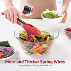 600ºF Heat Resistant Kitchen Tongs: U-Taste 9 inch Silicone Cooking Tong with Firm Sealed Non Stick Rubber Tips & Silicon Coated 18/8 Stainless Steel Handle & Smooth Locking for Serving Salad (Red)