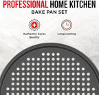 Non-Stick Pizza Pan 2 Pack, 13 Inch Round Carbon Steel Pizza Tray with Perforated Holes for Crispy Crust, PFOAPFOSPTFE Free, Dishwasher & Oven Safe Up To 450°F, Durable Nonstick Gray Coating