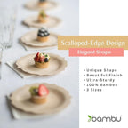 Bambu Pack of 8 - 11 Inch Disposable Bamboo Plates Fancy, Biodegradable Eco Friendly Products, Bamboo Disposable Plates for Events, Compostable Plates