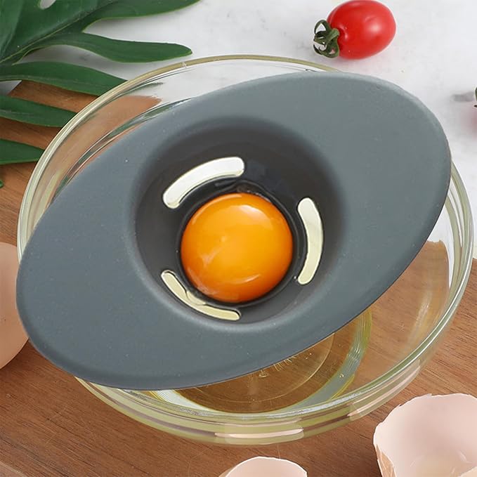 2PCS Silicone Egg Separators, Food-Silicone gg Yolk White Filter, 3-Slit Egg White Separator from Yolk, Egg Divider for Kitchen Gadget Cooking/Baker Tool, Black