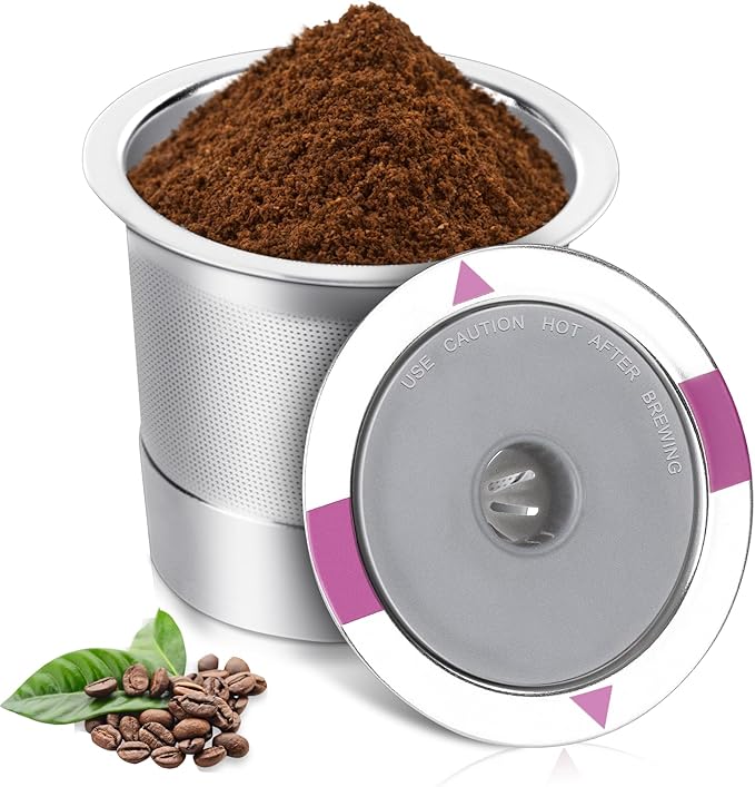 Reusable K Cups for K eurig, Universal stainless steel Reusable Coffee Pods, Refillable Single K Cups for K 2.0 and 1.0 Coffee Makers (1-PACK)