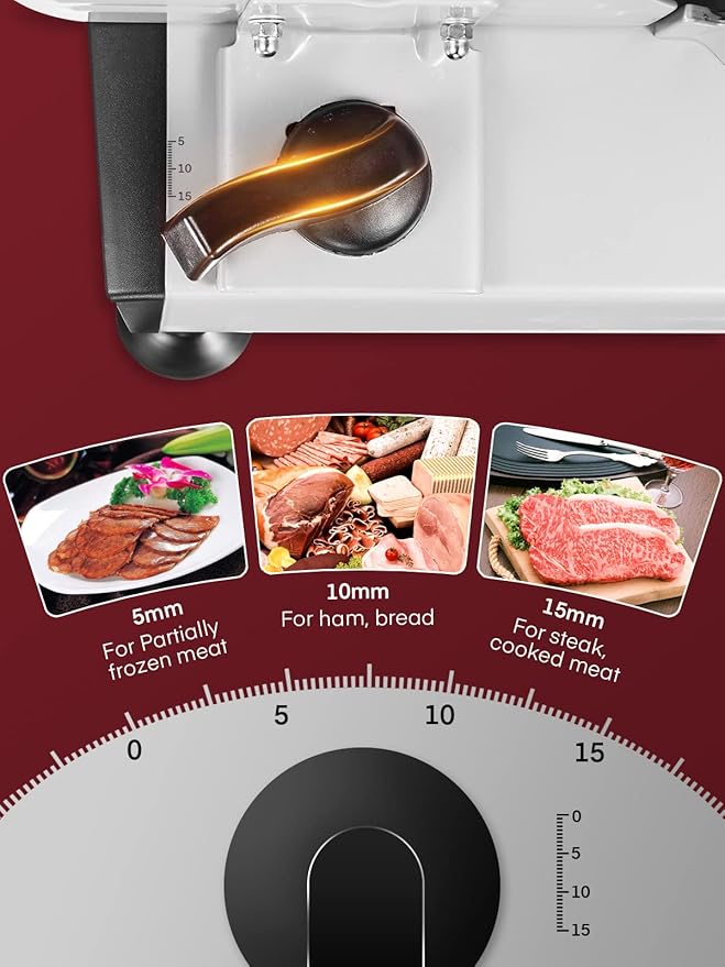 FOHERE 200W Meat Slicer Machine for Home, Electric Food Slicer with Two 7.5" Sharp Stainless Steel Blade(Serrated + Smooth) 0-15mm Precise Thickness Deli Meat Slicer for Bread Fruit Vegetable(Silver)