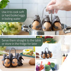 Peleg Design Eggbears 3-in-1 Cook, Store and Serve Egg Holder, Bear-Shaped Boiled Egg Cooker for Making Soft or Hard Boiled Eggs, Eggies, Holds 6 Eggs for Easy Cooking and Fridge Storage