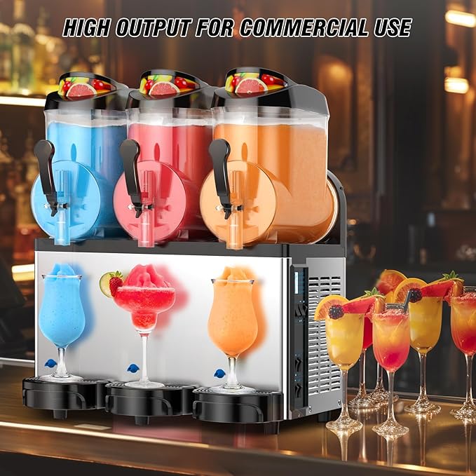 Ultimate Commercial Slushy Machine – 12X3 Tank Stainless Steel Slush Machine,Commercial Frozen Drink Maker for Juices, Margaritas, and Cocktails – Ideal for Bars and Restaurants