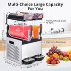 Commercial Slushy Machine, 15L*2 slushy machine for home, 700W Professional cocktail margarita Frozen Drink Maker with Automatic cleaning mode, Stainless Steel Construction, Efficient